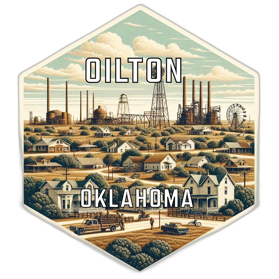 Oilton Oklahoma Souvenir Travel Destination Die Cut Hexagon Fridge Magnet Image 1