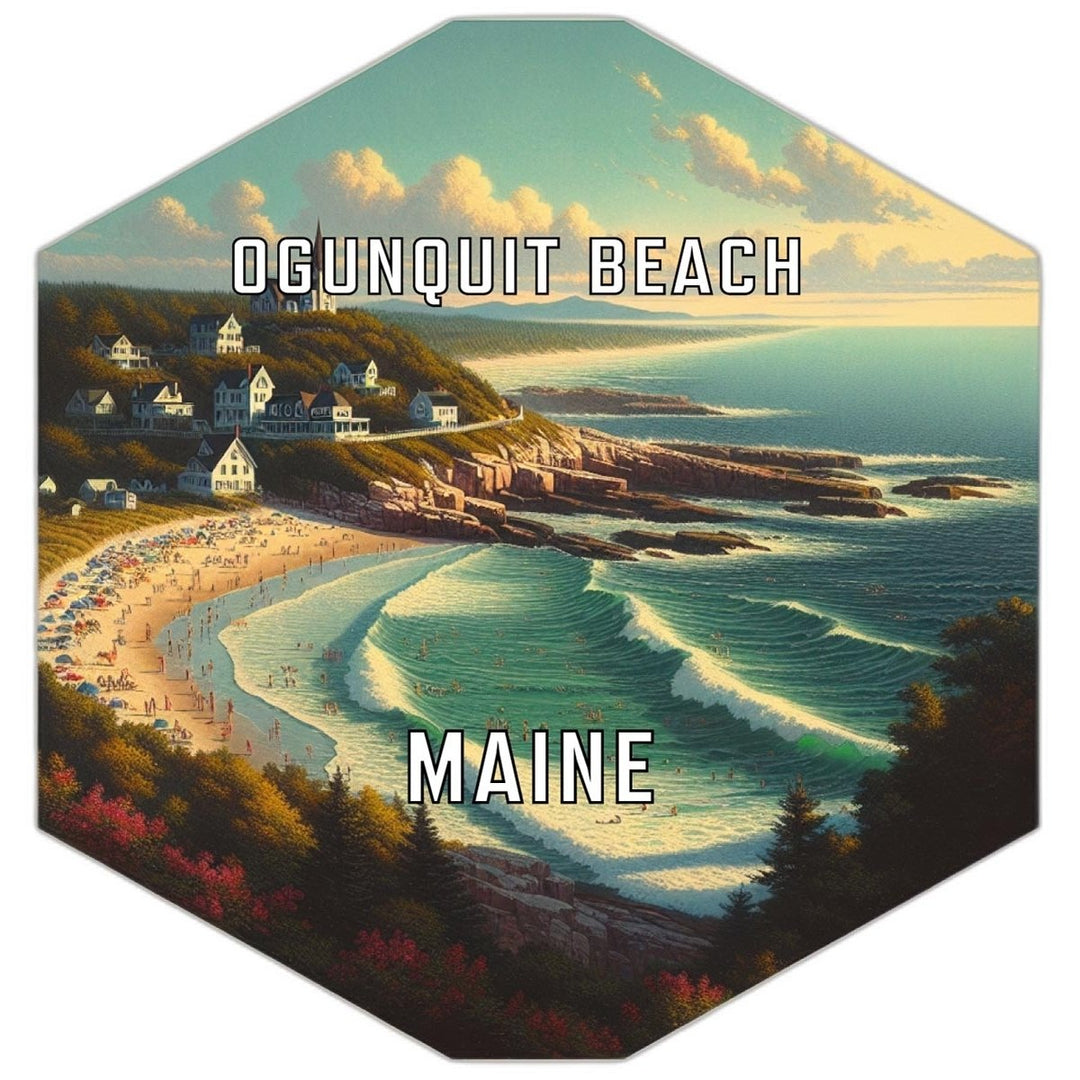 Ogunquit Beach Maine Souvenir Travel Destination Die Cut Hexagon Fridge Magnet Image 1