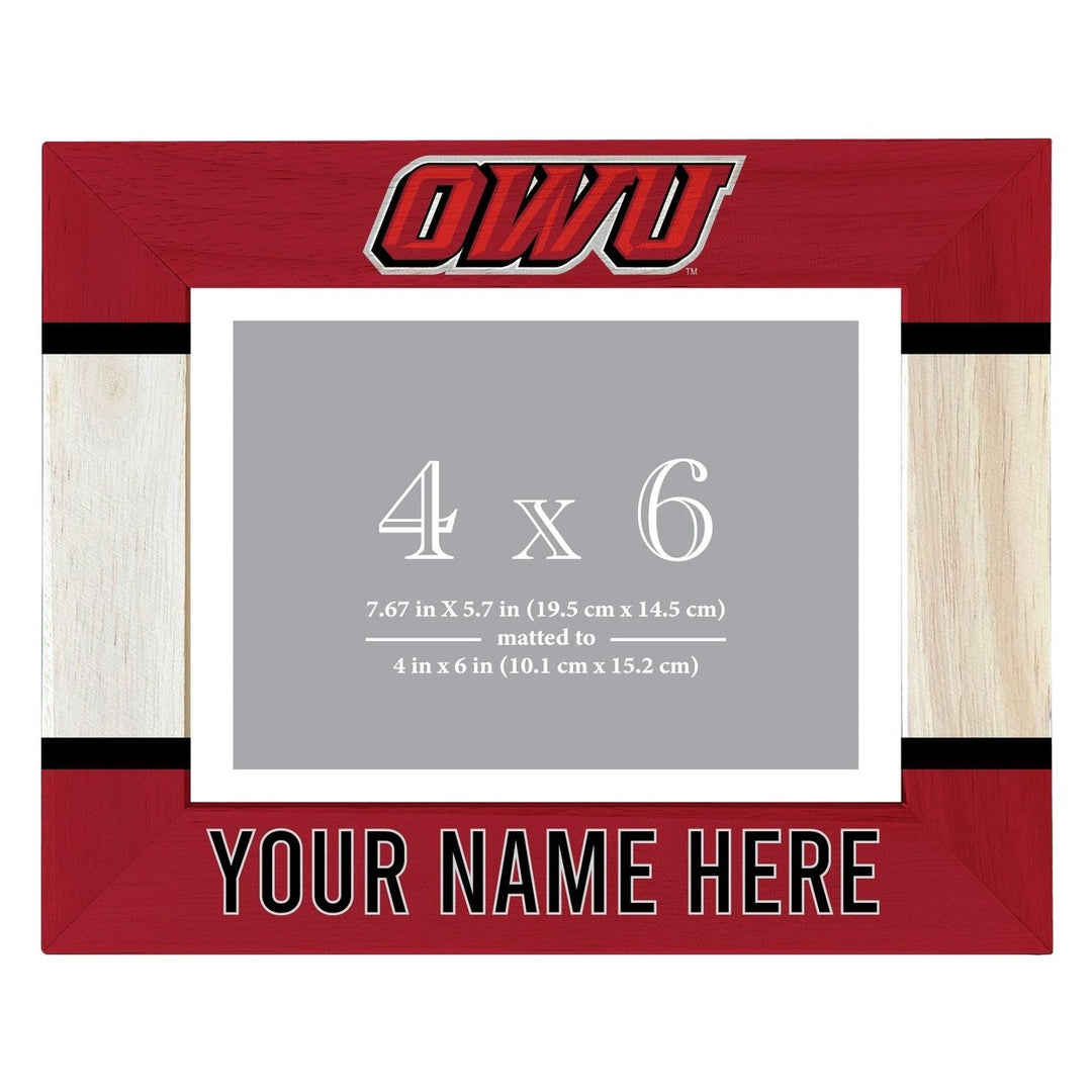 Ohio Wesleyan University Customizable Wooden Photo Frame Matted 4"x 6" Officially Licensed Collegiate Product Image 1