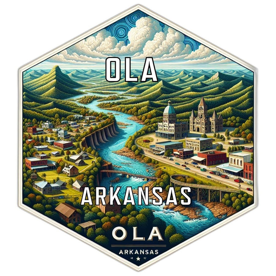 Ola Arkansas Souvenir Travel Destination Die Cut Hexagon Fridge Magnet Image 1