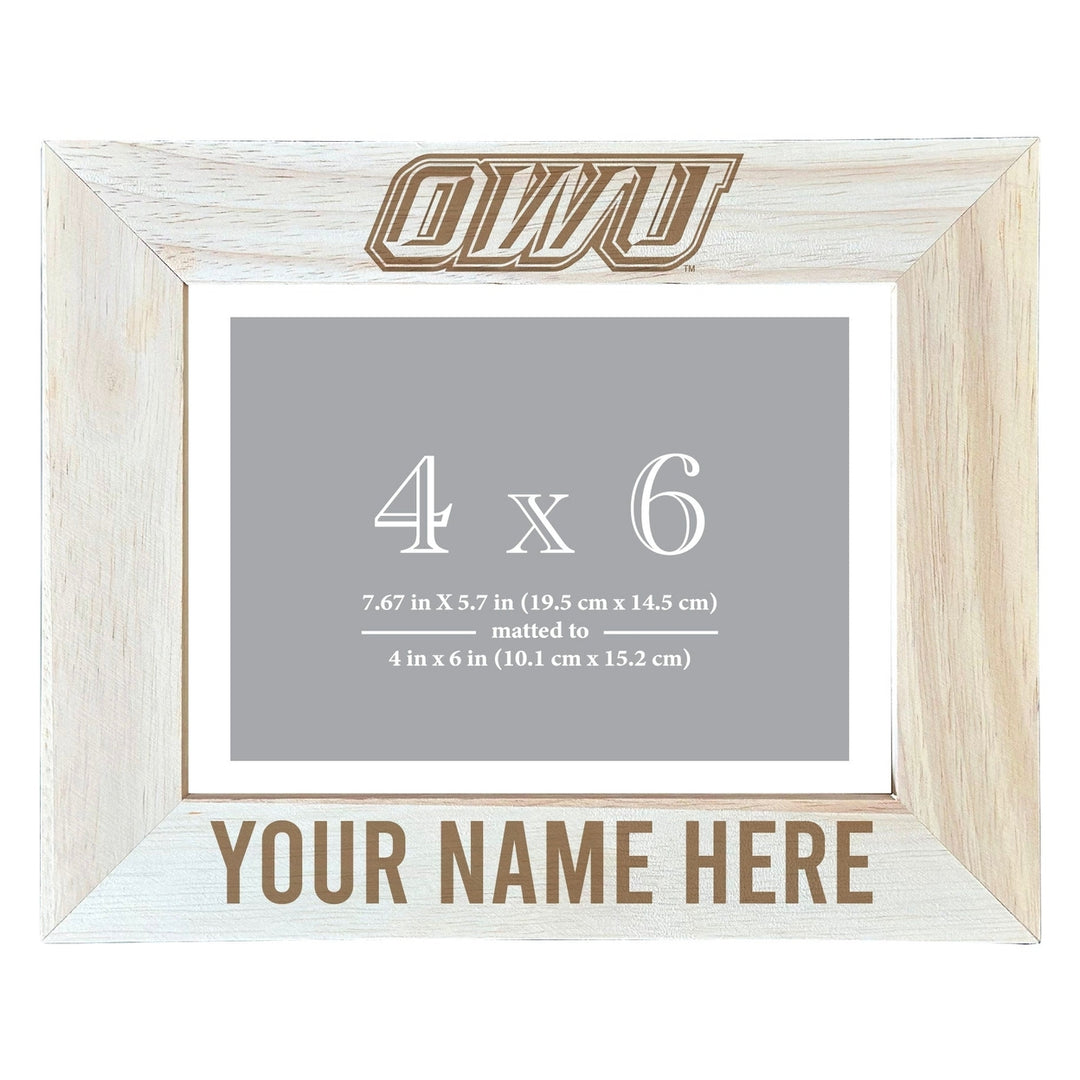 Ohio Wesleyan University Customizable Wooden Photo Frame Matted 4"x 6" Officially Licensed Collegiate Product Image 2