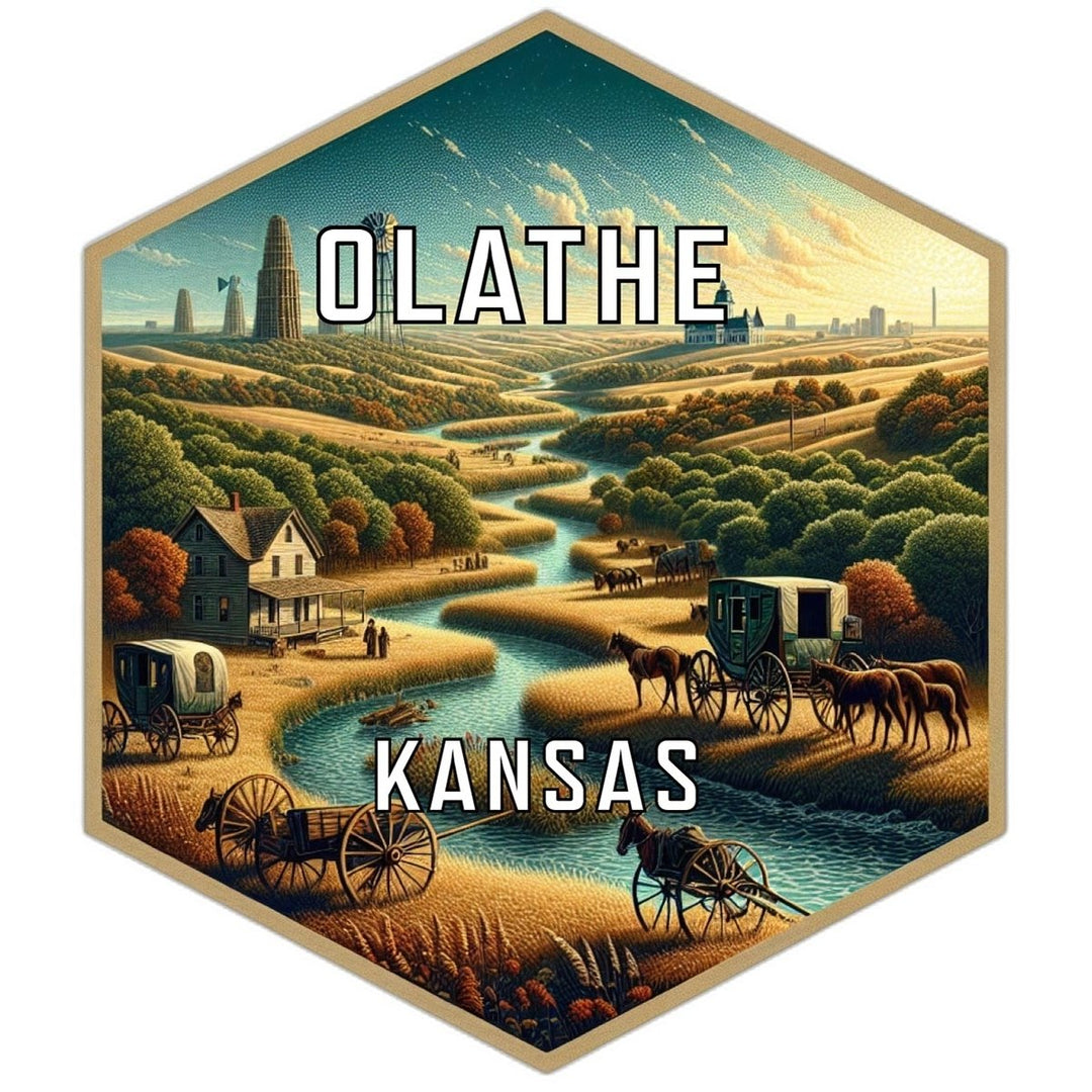 Olathe Kansas Souvenir Travel Destination Die Cut Hexagon Fridge Magnet Image 1