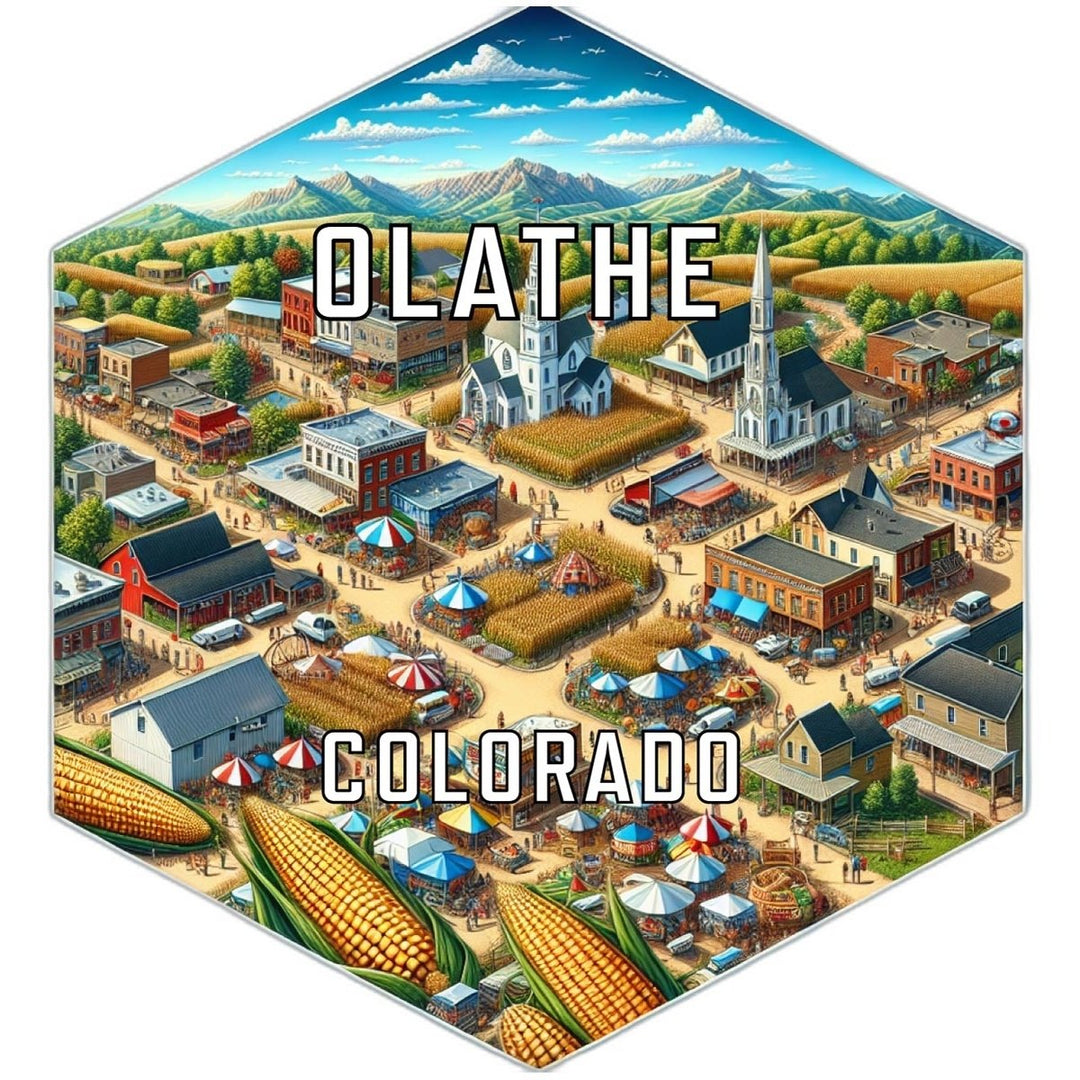 Olathe Colorado Souvenir Travel Destination Die Cut Hexagon Fridge Magnet Image 1