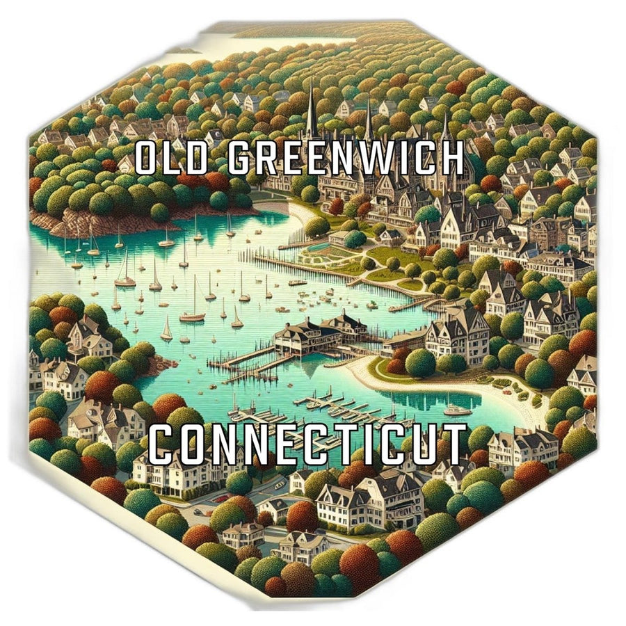 Old Greenwich Connecticut Souvenir Travel Destination Die Cut Hexagon Fridge Magnet Image 1