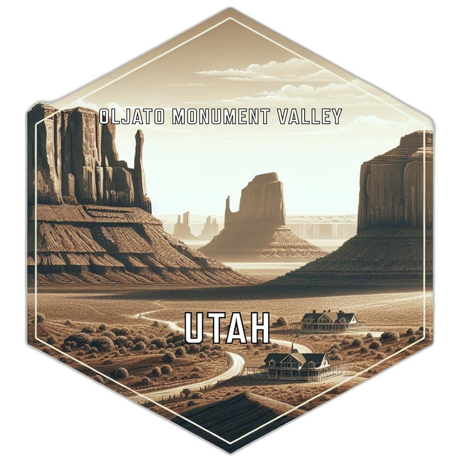 Oljato Monument Valley Utah Souvenir Travel Destination Die Cut Hexagon Fridge Magnet Image 1