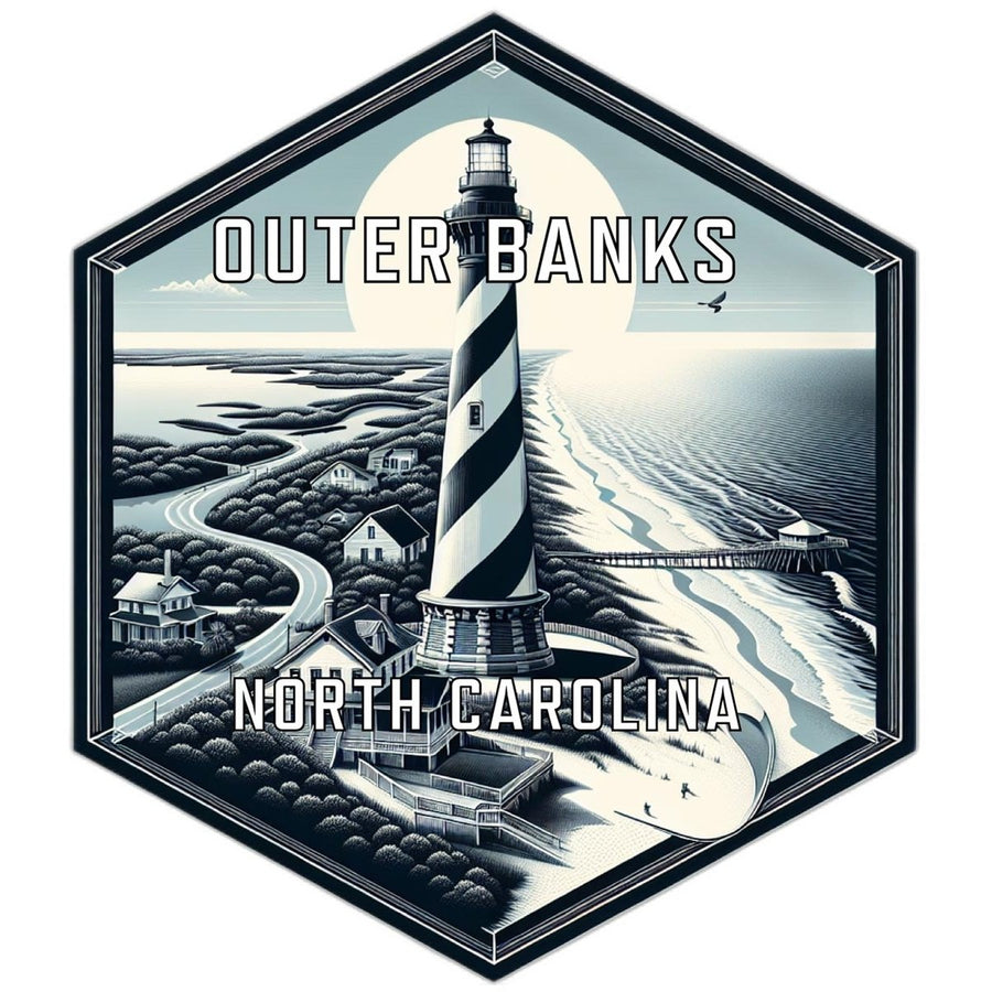 Outer Banks North Carolina Souvenir Travel Destination Die Cut Hexagon Fridge Magnet Image 1