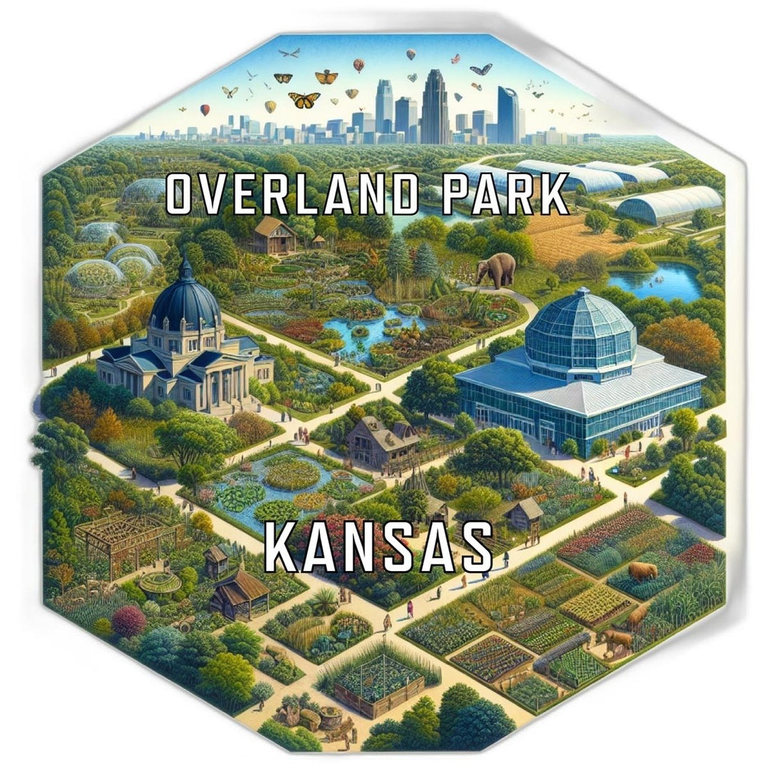 Overland Park Kansas Souvenir Travel Destination Die Cut Hexagon Fridge Magnet Image 1