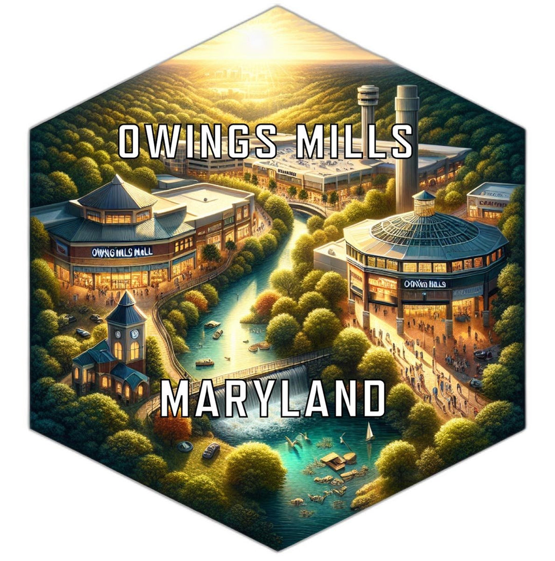 Owings Mills Maryland Souvenir Travel Destination Die Cut Hexagon Fridge Magnet Image 1