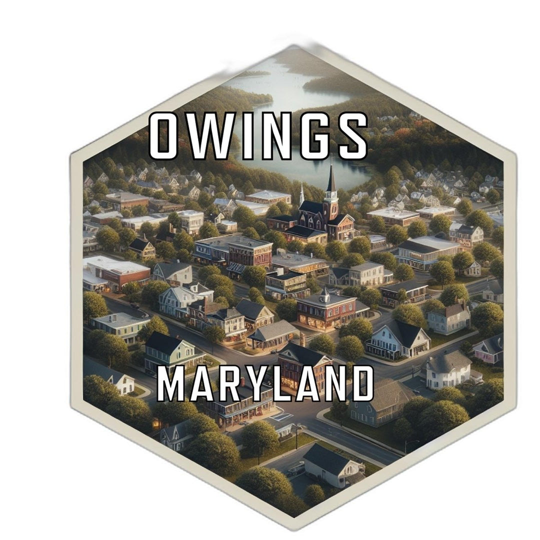 Owings Maryland Souvenir Travel Destination Die Cut Hexagon Fridge Magnet Image 1