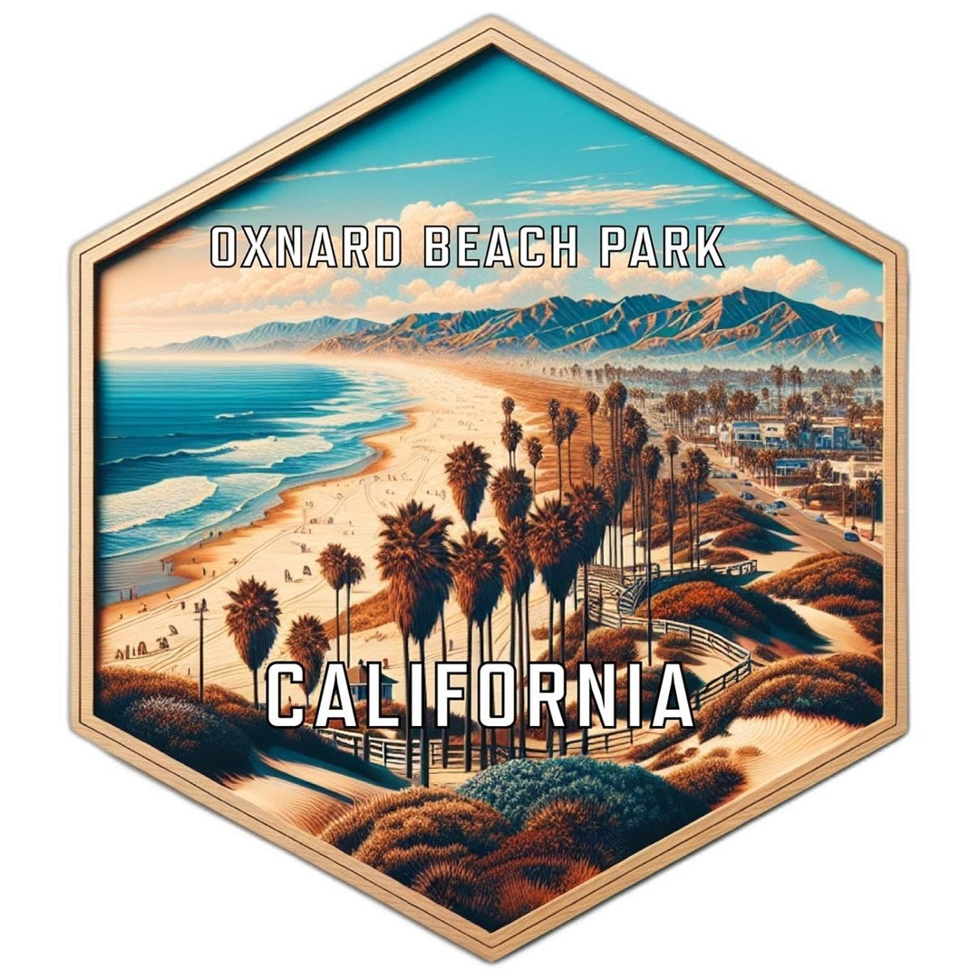 Oxnard Beach Park California Souvenir Travel Destination Die Cut Hexagon Fridge Magnet Image 1