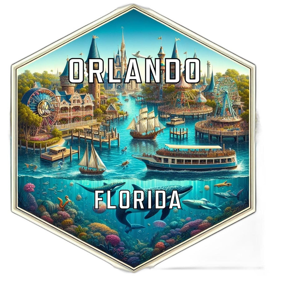 Orlando Florida Souvenir Travel Destination Die Cut Hexagon Fridge Magnet Image 1