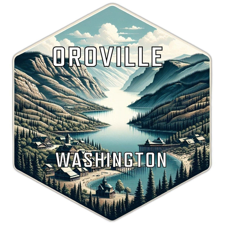 Oroville Washington Souvenir Travel Destination Die Cut Hexagon Fridge Magnet Image 1