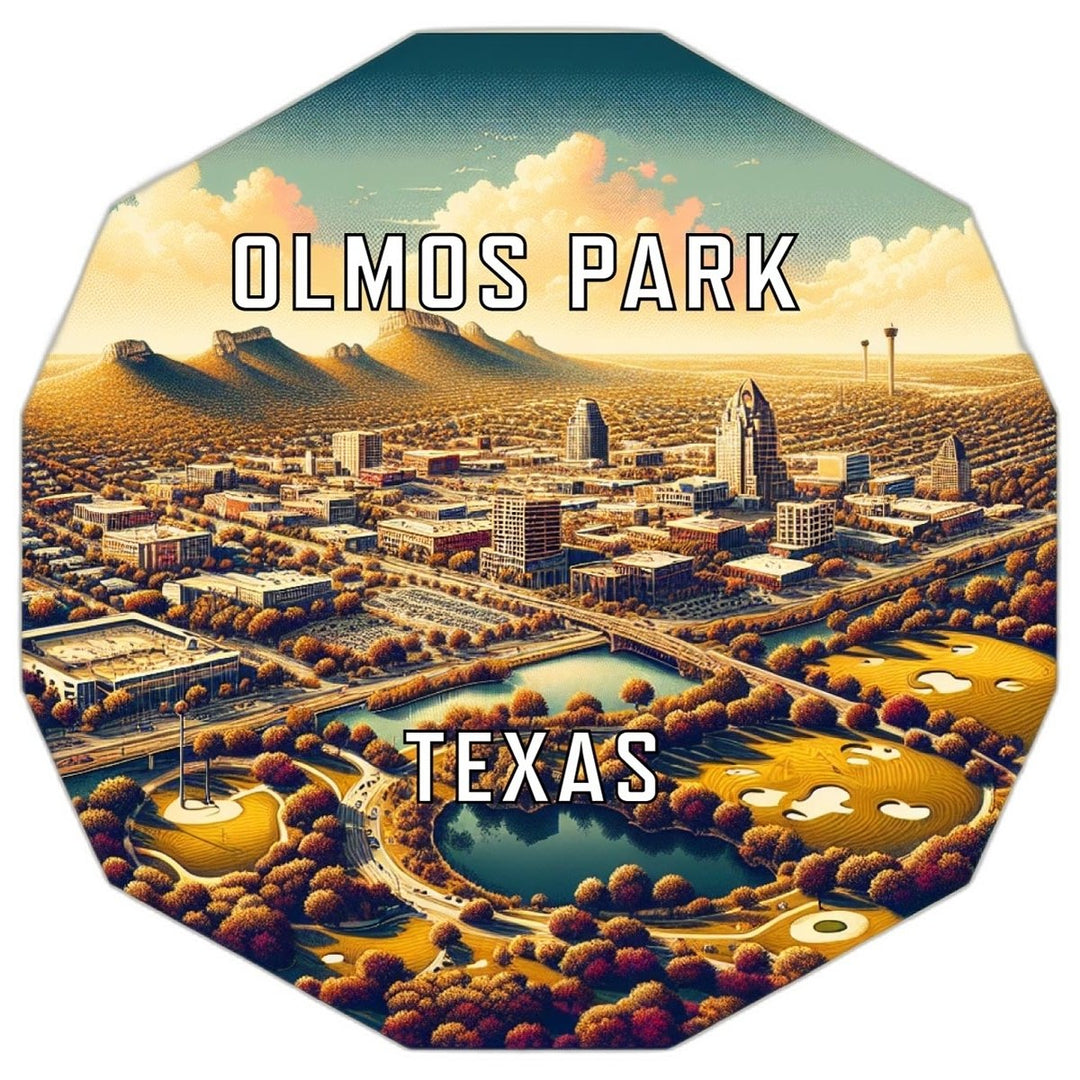 Olmos Park Texas Souvenir Travel Destination Die Cut Hexagon Fridge Magnet Image 1