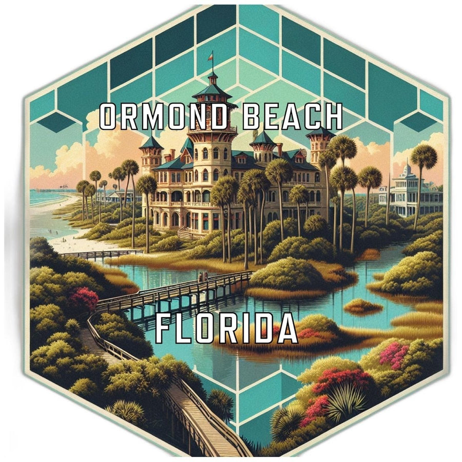 Ormond Beach Florida Souvenir Travel Destination Die Cut Hexagon Fridge Magnet Image 1