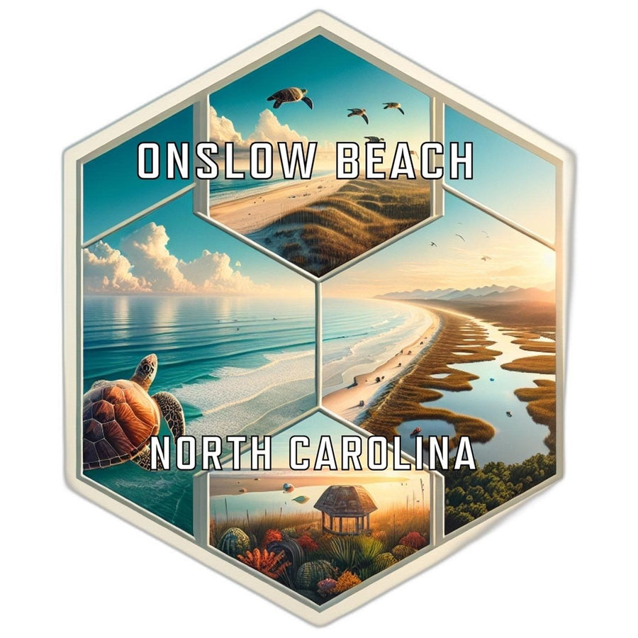 Onslow Beach North Carolina Souvenir Travel Destination Die Cut Hexagon Fridge Magnet Image 1