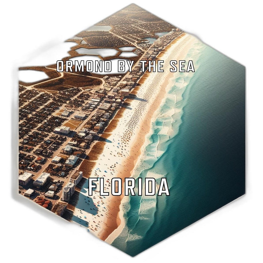 Ormond By The Sea Florida Souvenir Travel Destination Die Cut Hexagon Fridge Magnet Image 1