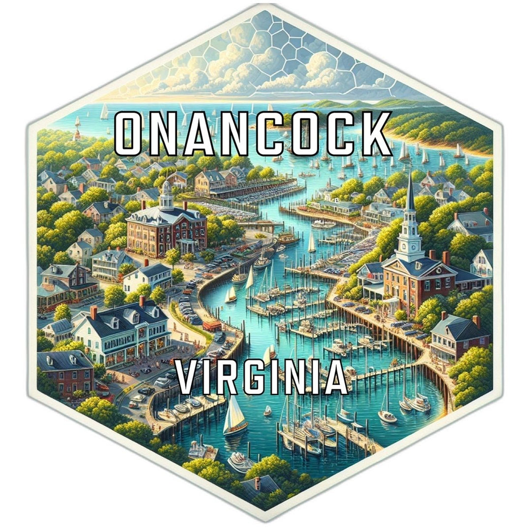 Onancock Virginia Souvenir Travel Destination Die Cut Hexagon Fridge Magnet Image 1