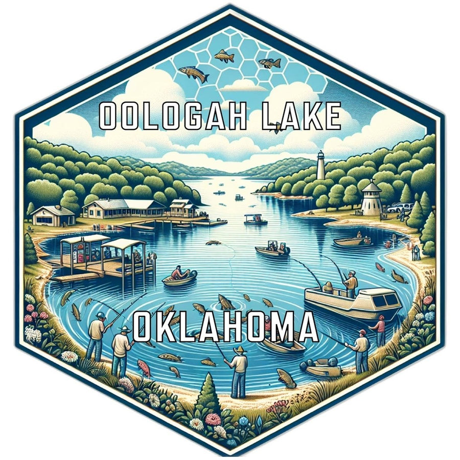 Oologah Lake Oklahoma Souvenir Travel Destination Die Cut Hexagon Fridge Magnet Image 1