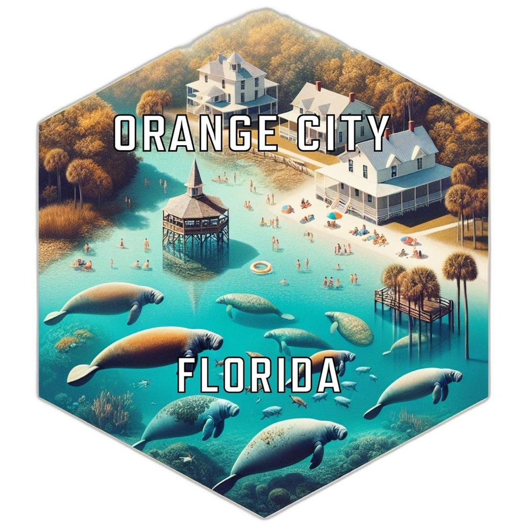 Orange City Florida Souvenir Travel Destination Die Cut Hexagon Fridge Magnet Image 1