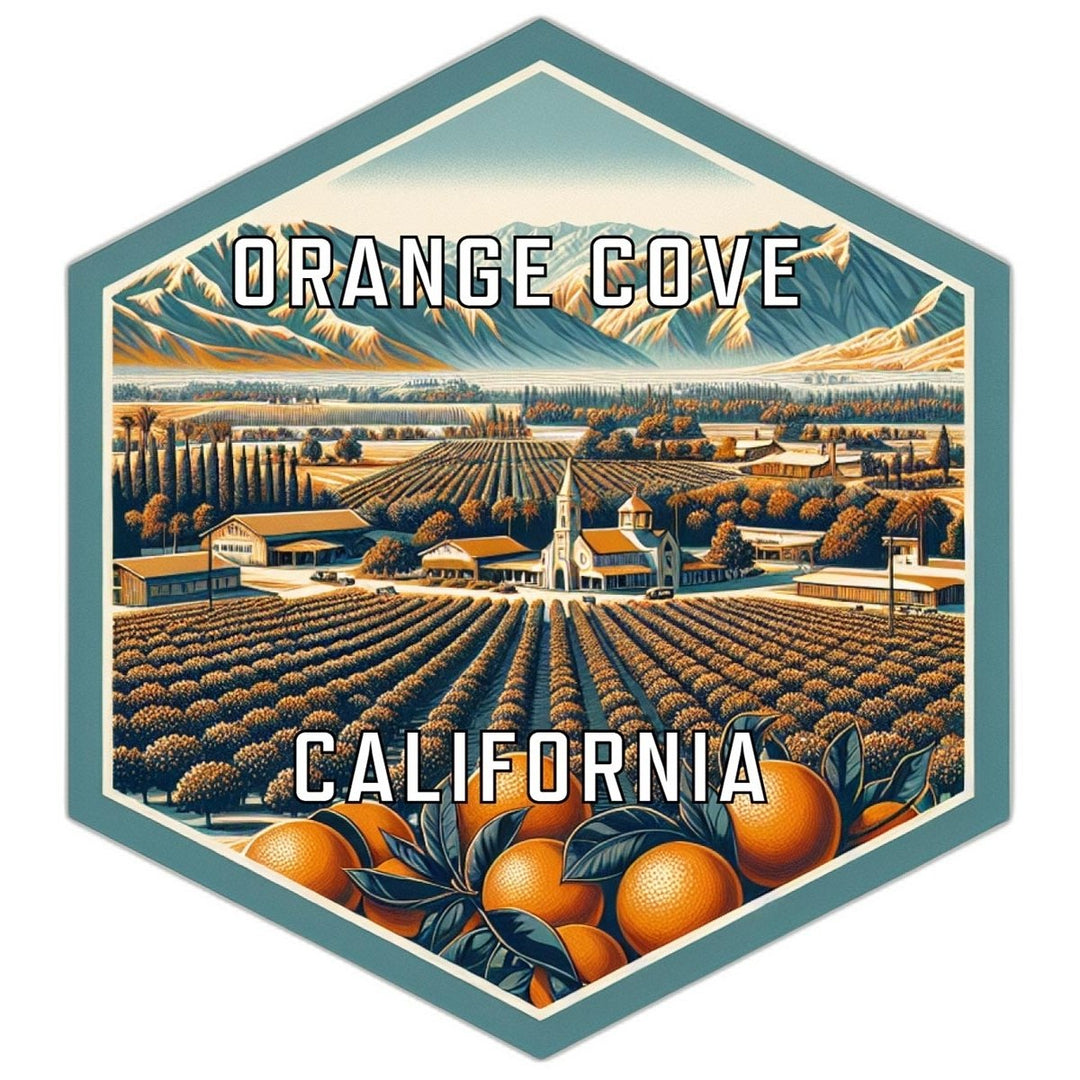 Orange Cove California Souvenir Travel Destination Die Cut Hexagon Fridge Magnet Image 1