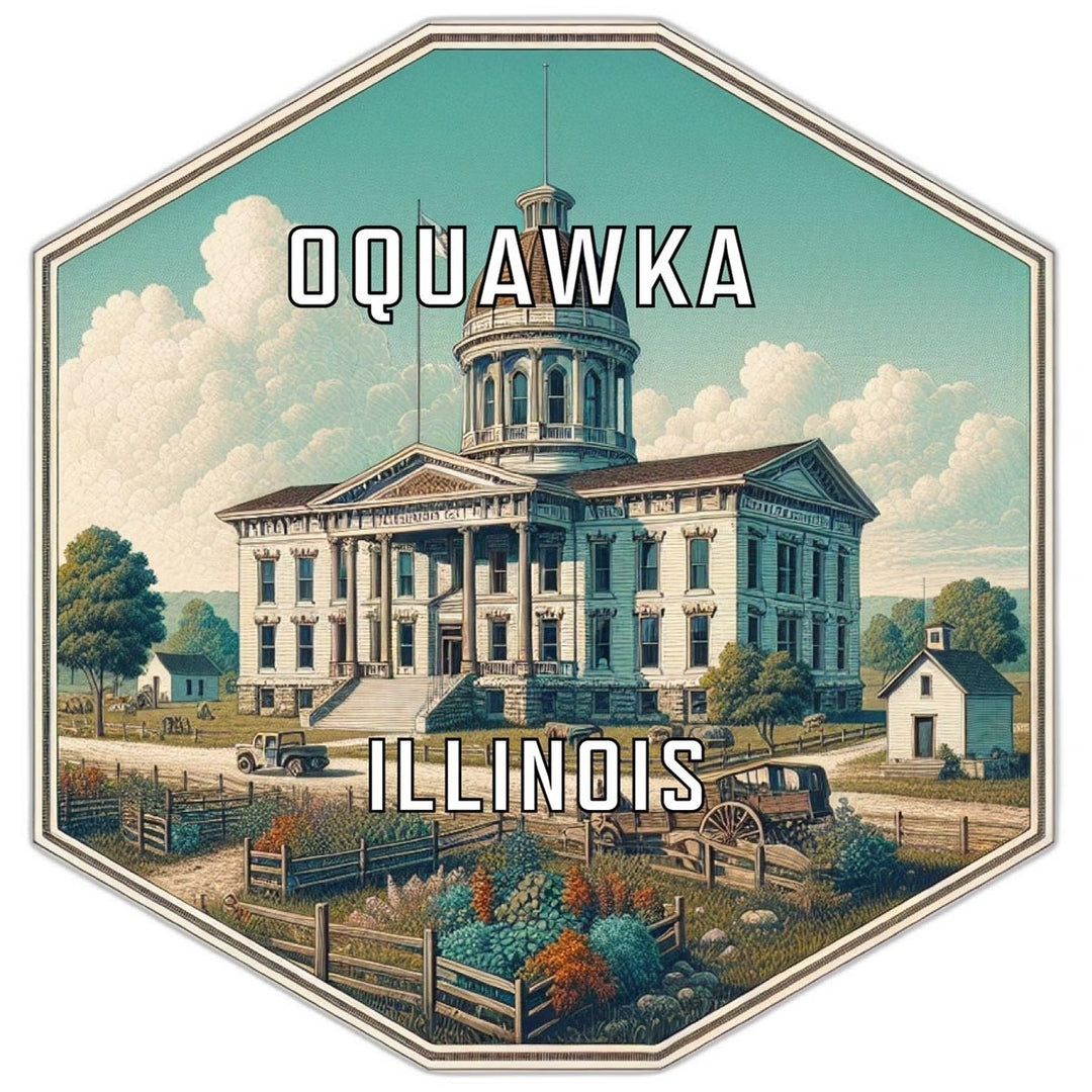 Oquawka Illinois Souvenir Travel Destination Die Cut Hexagon Fridge Magnet Image 1