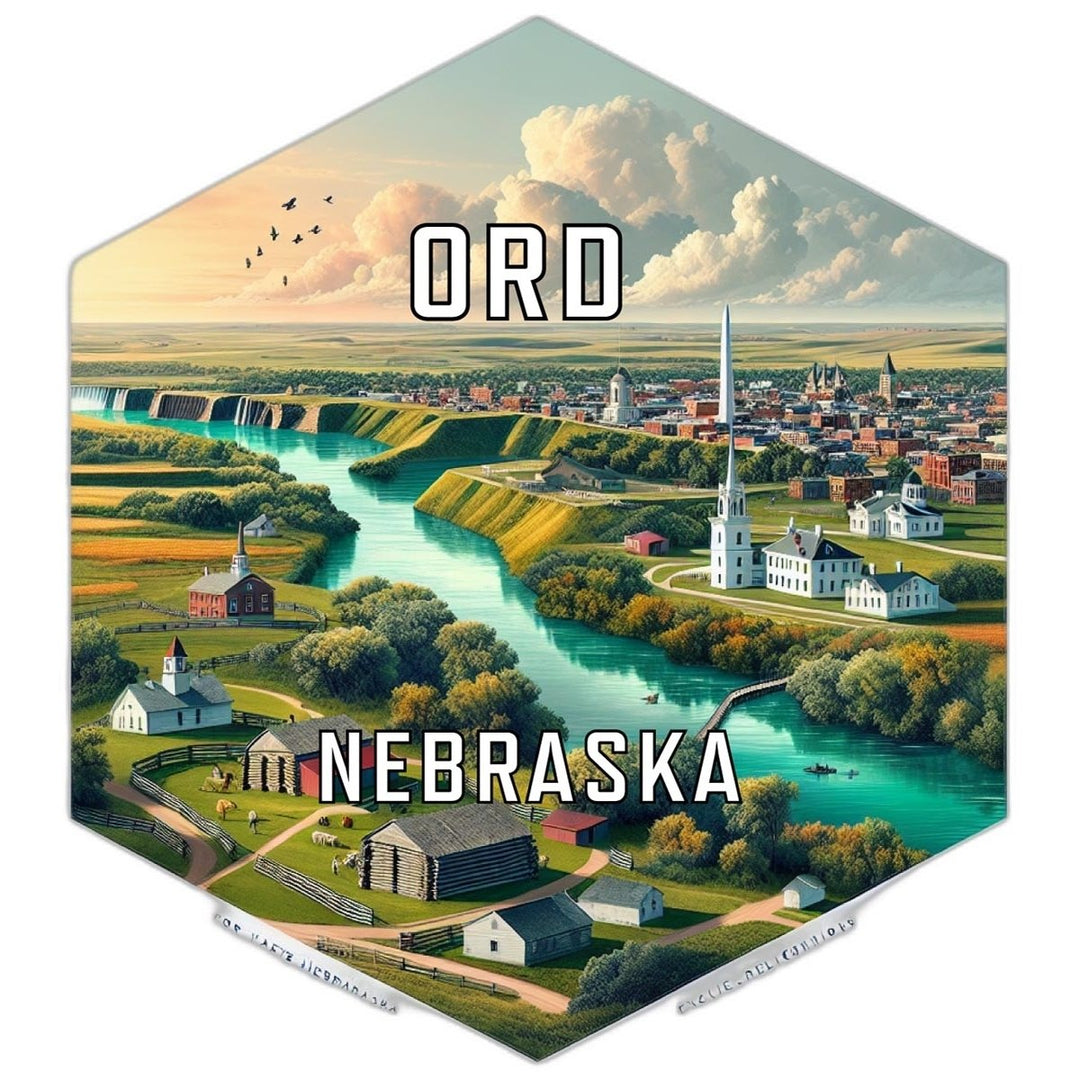 Ord Nebraska Souvenir Travel Destination Die Cut Hexagon Fridge Magnet Image 1