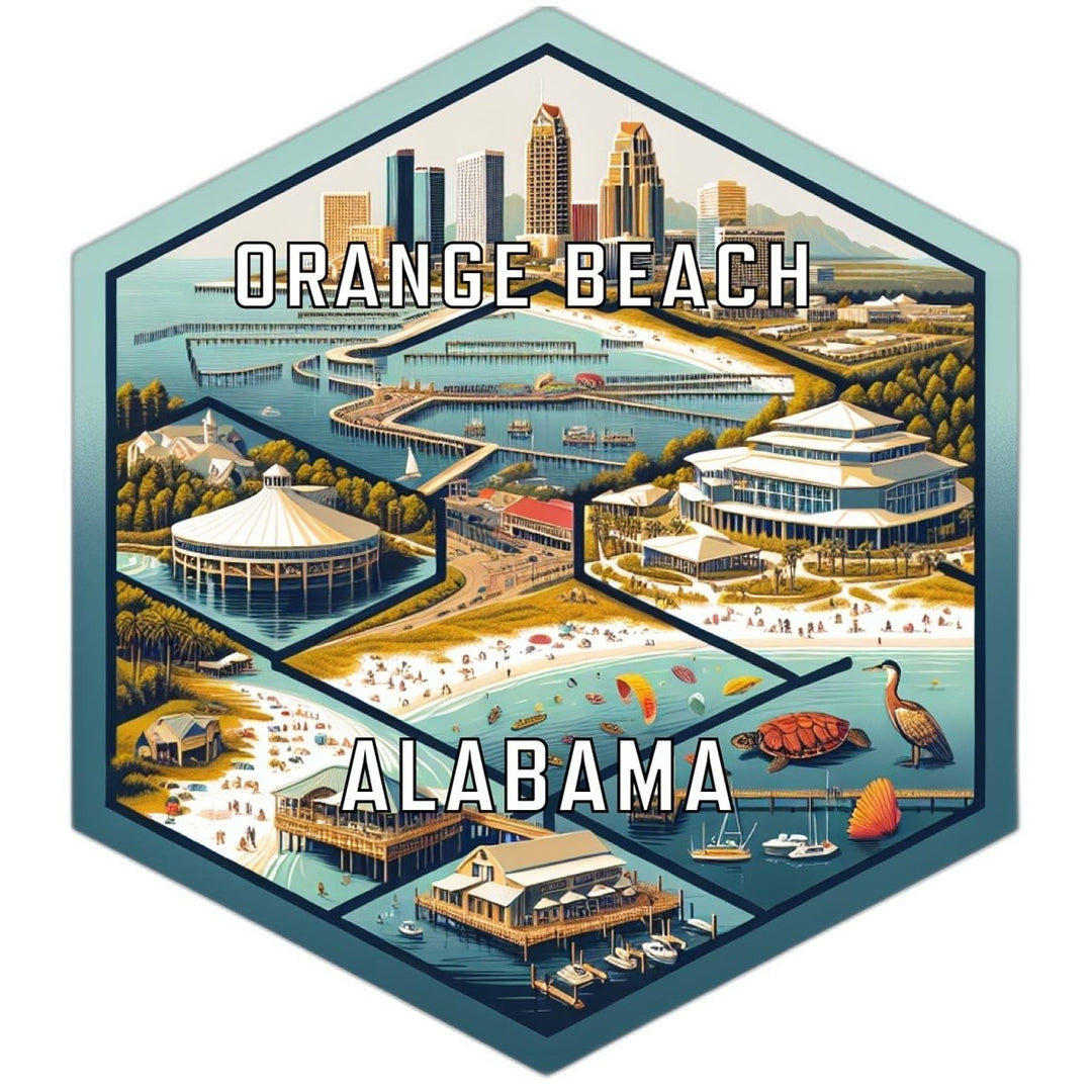 Orange Beach Alabama Souvenir Travel Destination Die Cut Hexagon Fridge Magnet Image 1