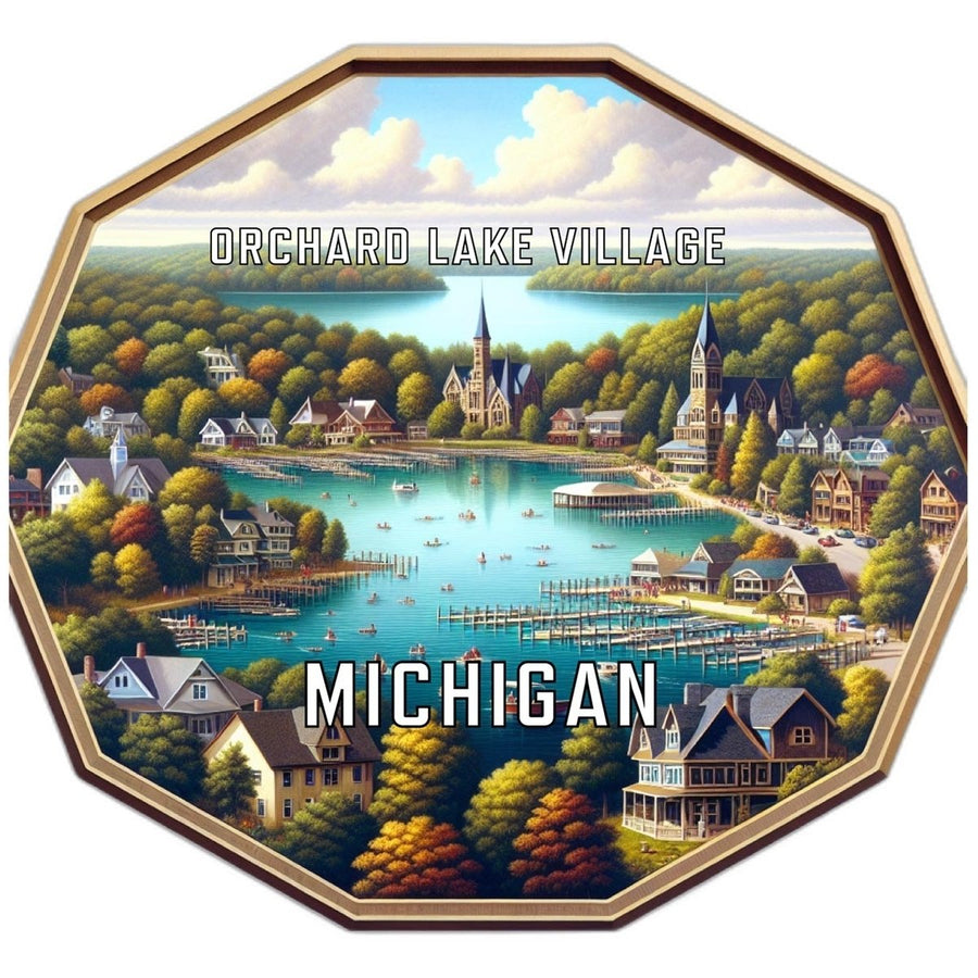 Orchard Lake Village Michigan Souvenir Travel Destination Die Cut Hexagon Fridge Magnet Image 1