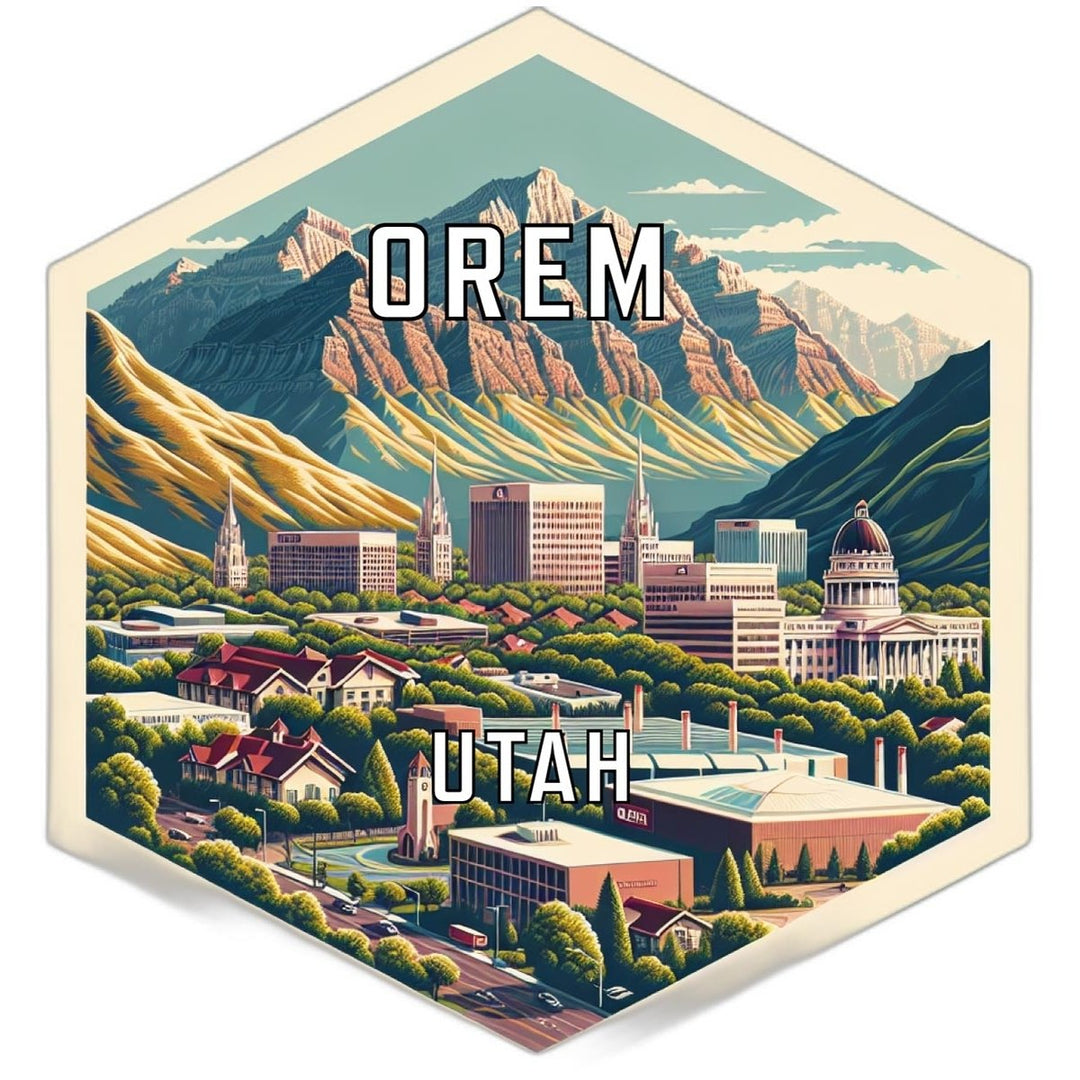 Orem Utah Souvenir Travel Destination Die Cut Hexagon Fridge Magnet Image 1