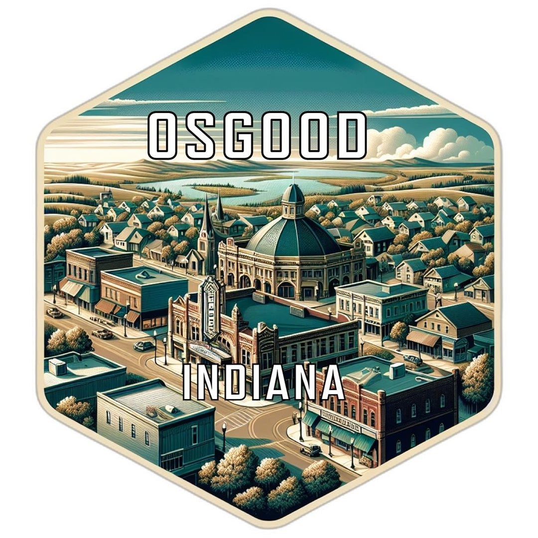 Osgood Indiana Souvenir Travel Destination Die Cut Hexagon Fridge Magnet Image 1