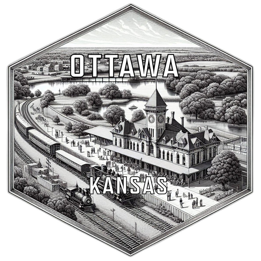 Ottawa Kansas Souvenir Travel Destination Die Cut Hexagon Fridge Magnet Image 1