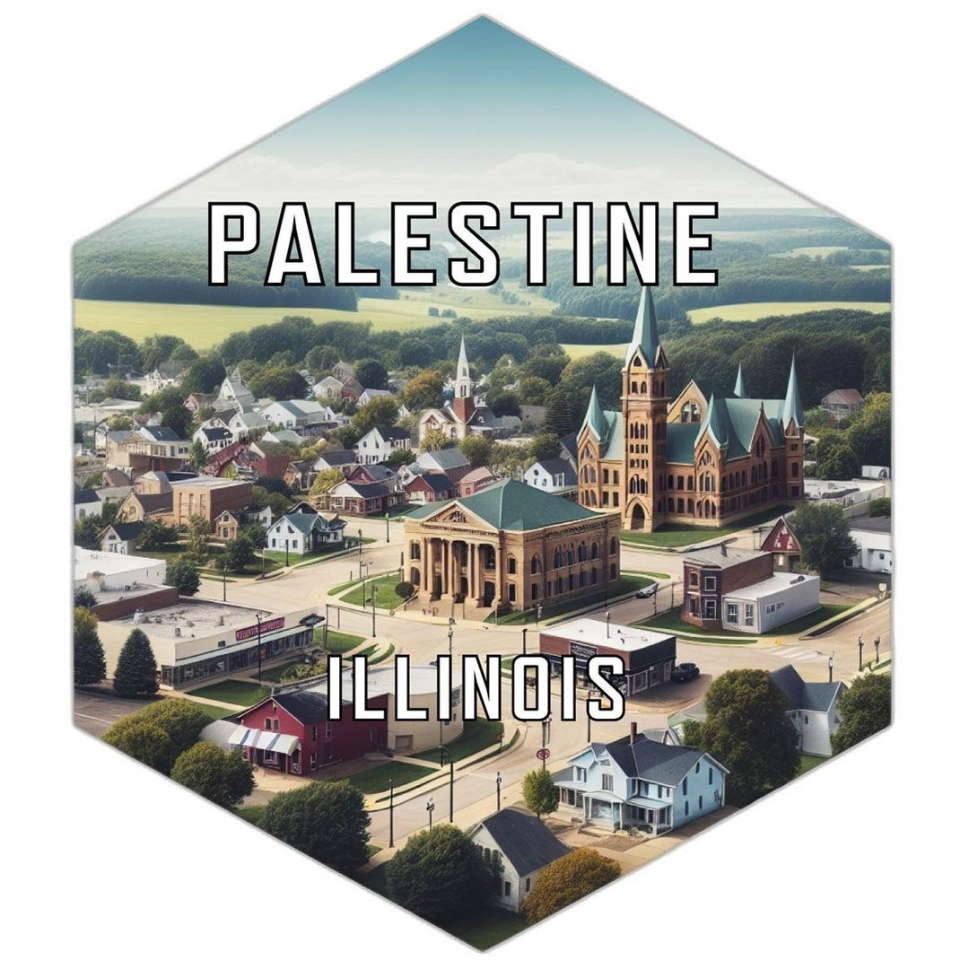 Palestine Illinois Souvenir Travel Destination Die Cut Hexagon Fridge Magnet Image 1