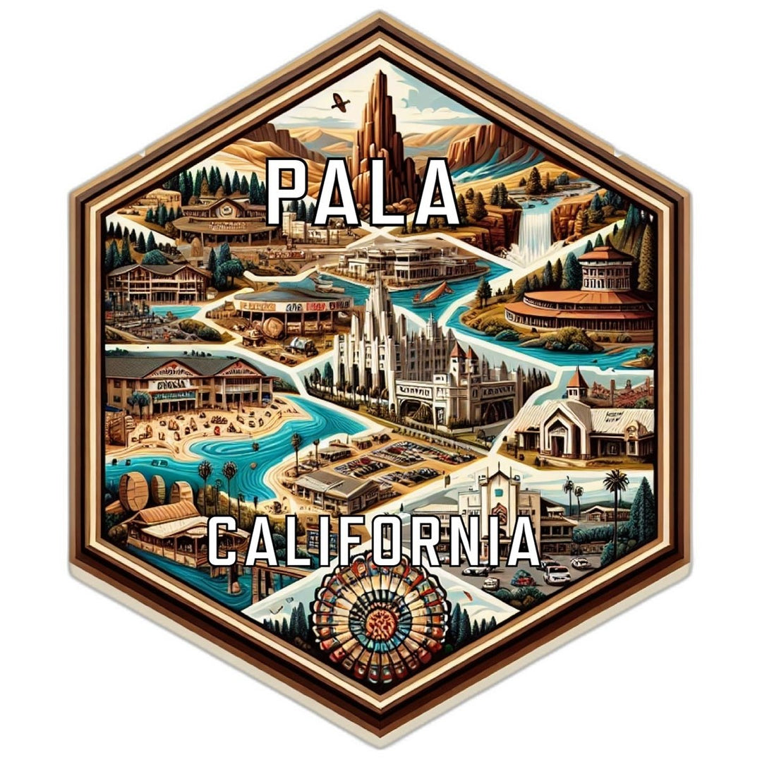 Pala California Souvenir Travel Destination Die Cut Hexagon Fridge Magnet Image 1