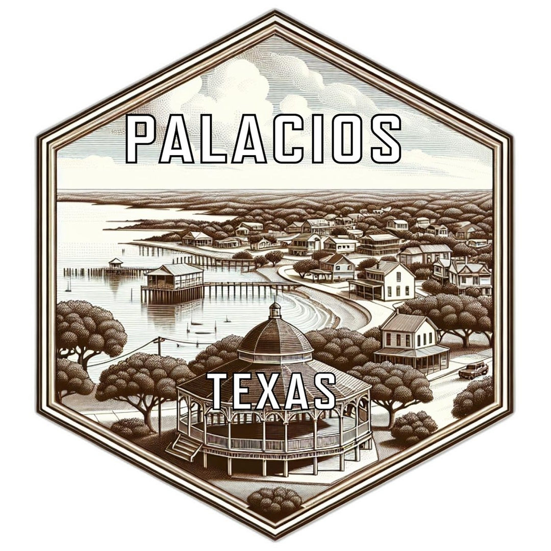 Palacios Texas Souvenir Travel Destination Die Cut Hexagon Fridge Magnet Image 1