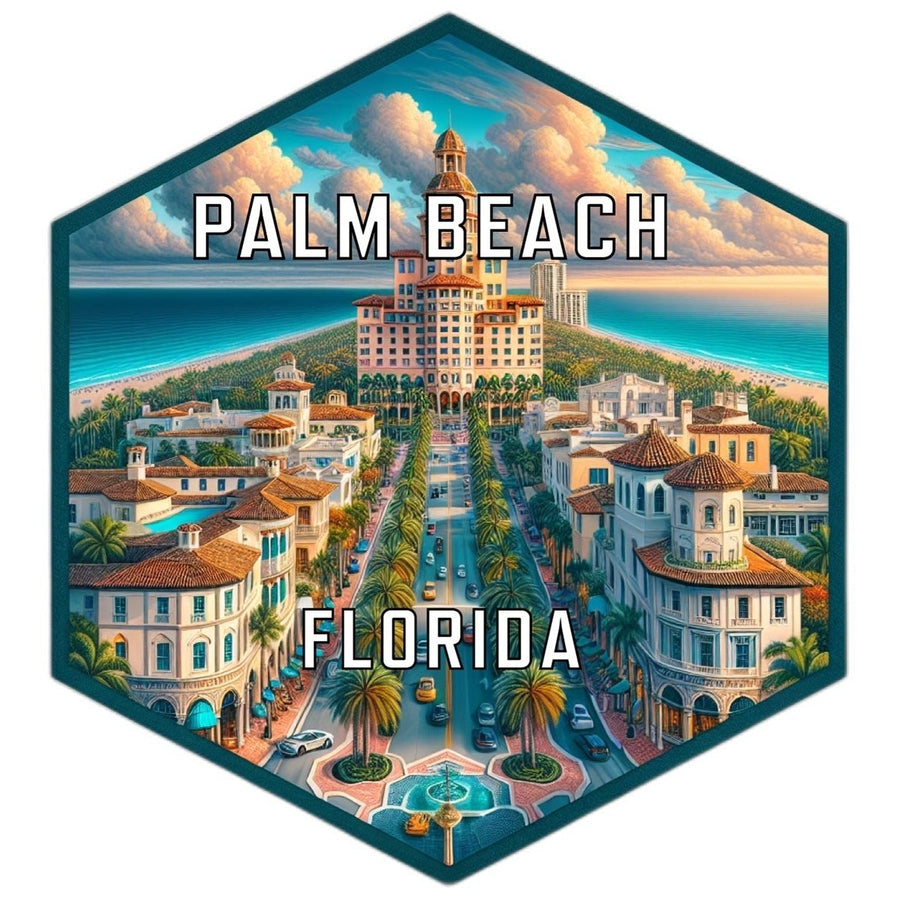 Palm Beach Florida Souvenir Travel Destination Die Cut Hexagon Fridge Magnet Image 1