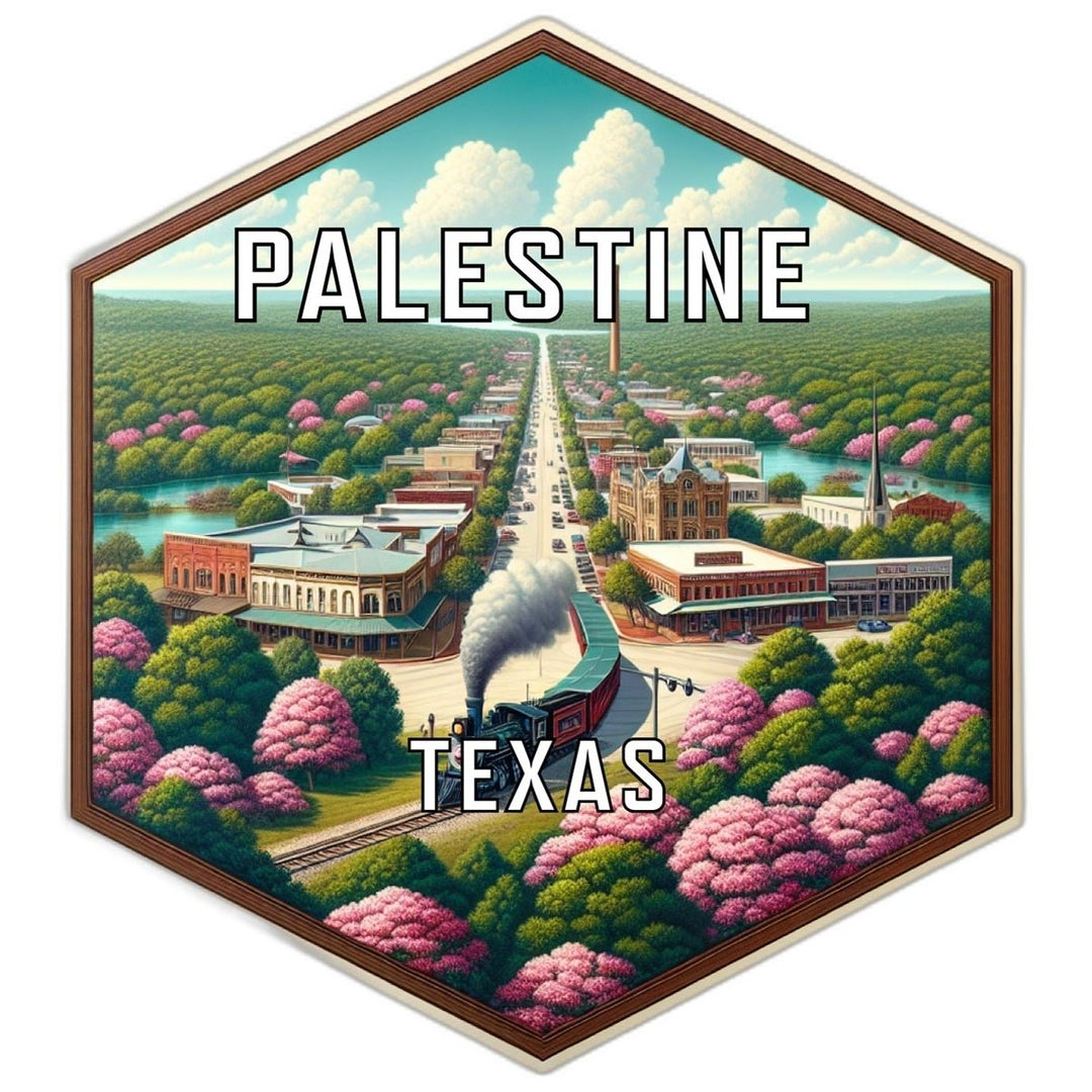 Palestine Texas Souvenir Travel Destination Die Cut Hexagon Fridge Magnet Image 1