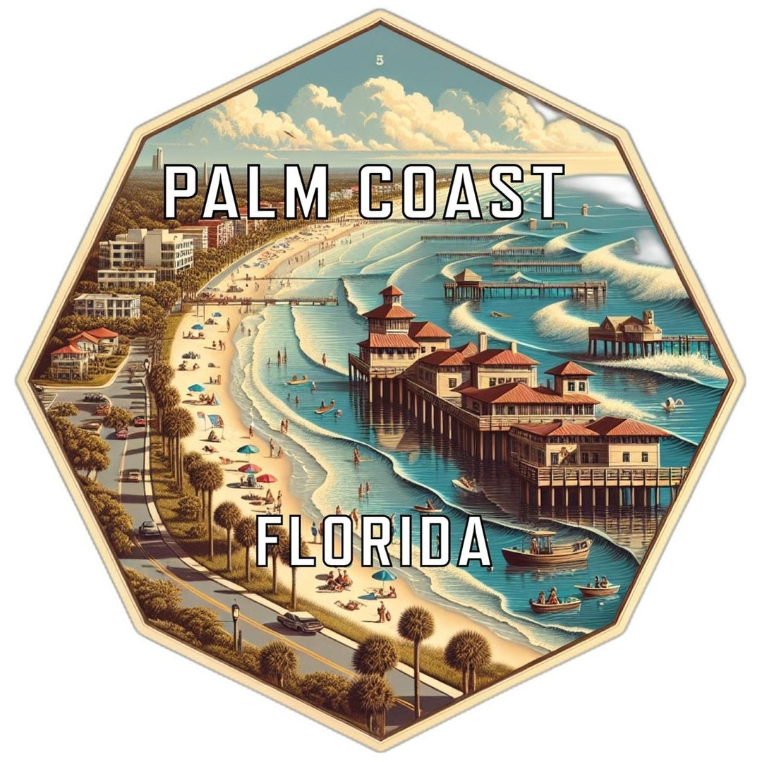 Palm Coast Florida Souvenir Travel Destination Die Cut Hexagon Fridge Magnet Image 1