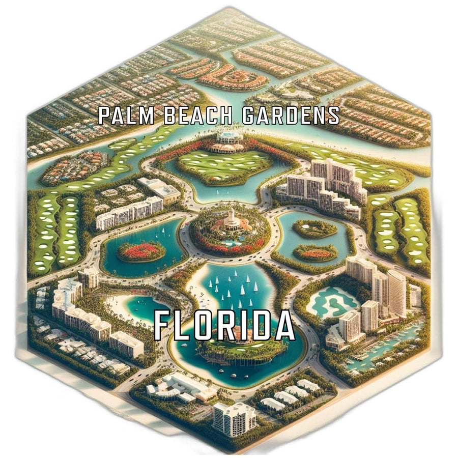 Palm Beach Gardens Florida Souvenir Travel Destination Die Cut Hexagon Fridge Magnet Image 1