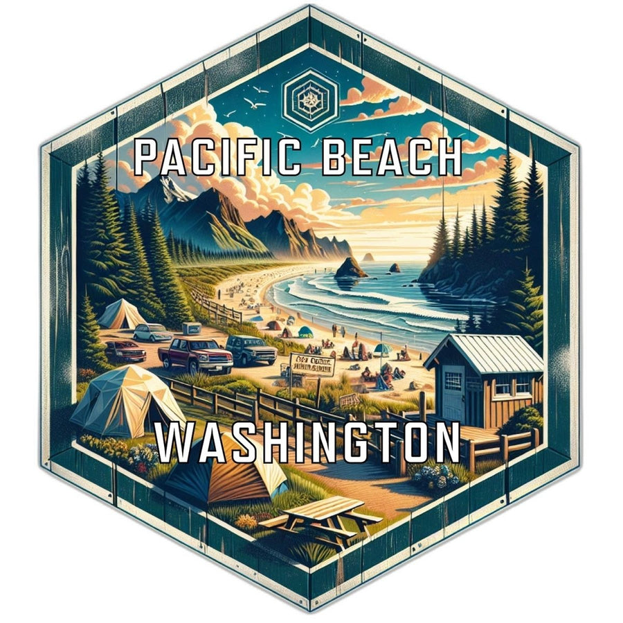 Pacific Beach Washington Souvenir Travel Destination Die Cut Hexagon Fridge Magnet Image 1