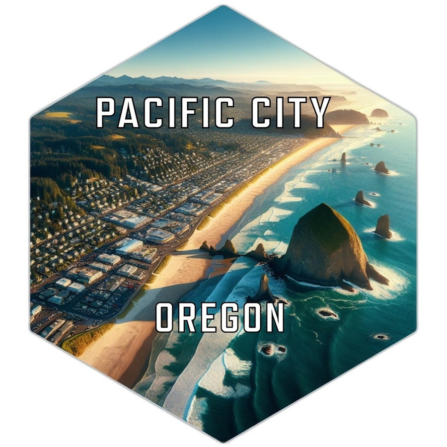 Pacific City Oregon Souvenir Travel Destination Die Cut Hexagon Fridge Magnet Image 1