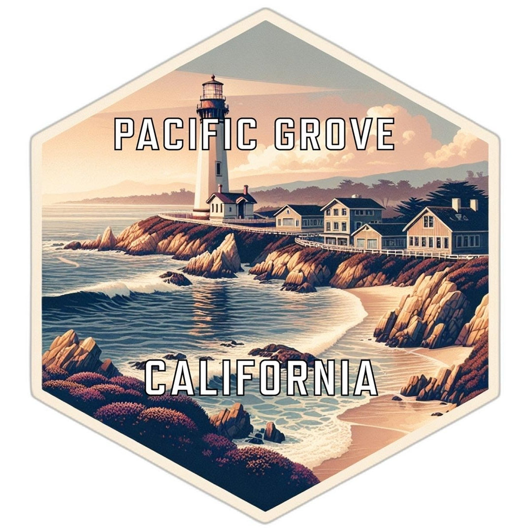 Pacific Grove California Souvenir Travel Destination Die Cut Hexagon Fridge Magnet Image 1