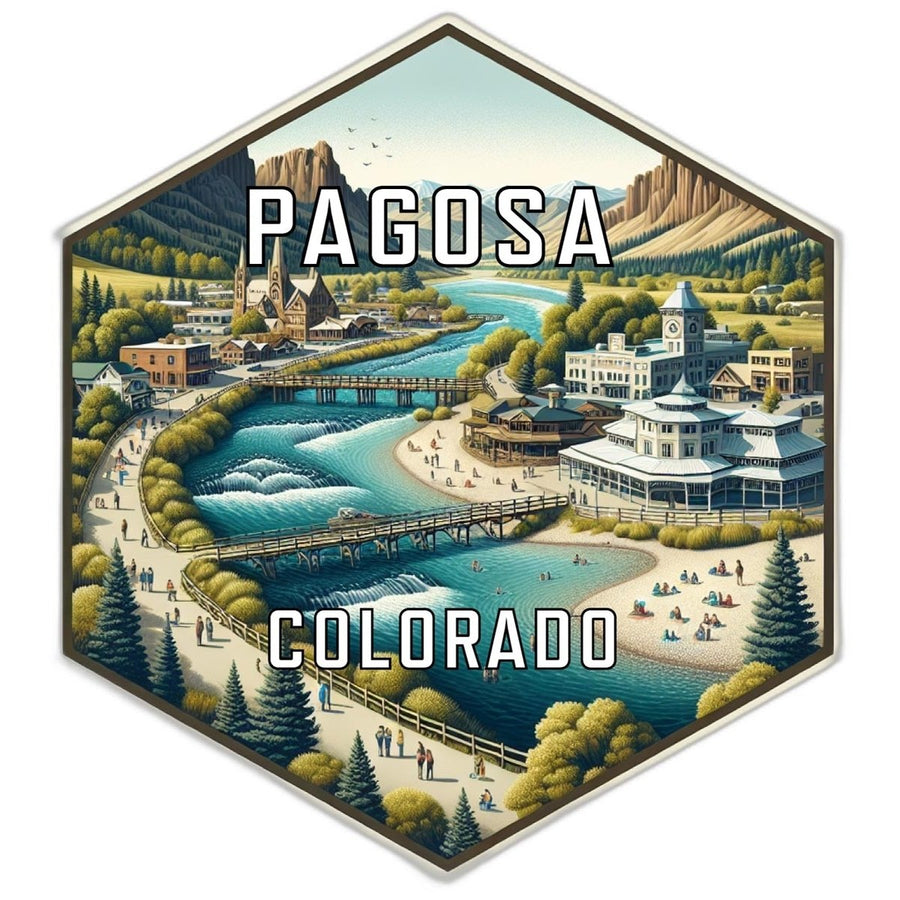 Pagosa Colorado Souvenir Travel Destination Die Cut Hexagon Fridge Magnet Image 1