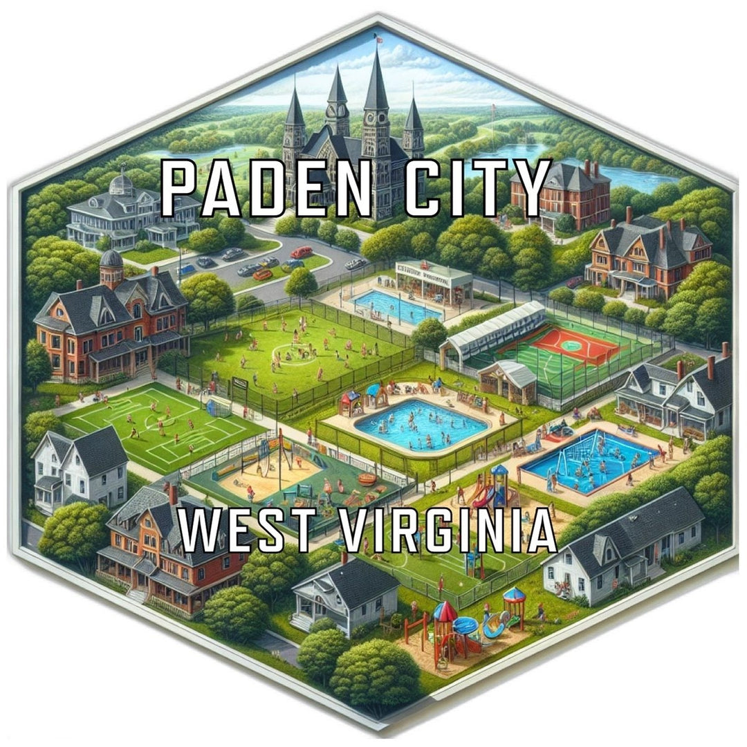 Paden City West Virginia Souvenir Travel Destination Die Cut Hexagon Fridge Magnet Image 1