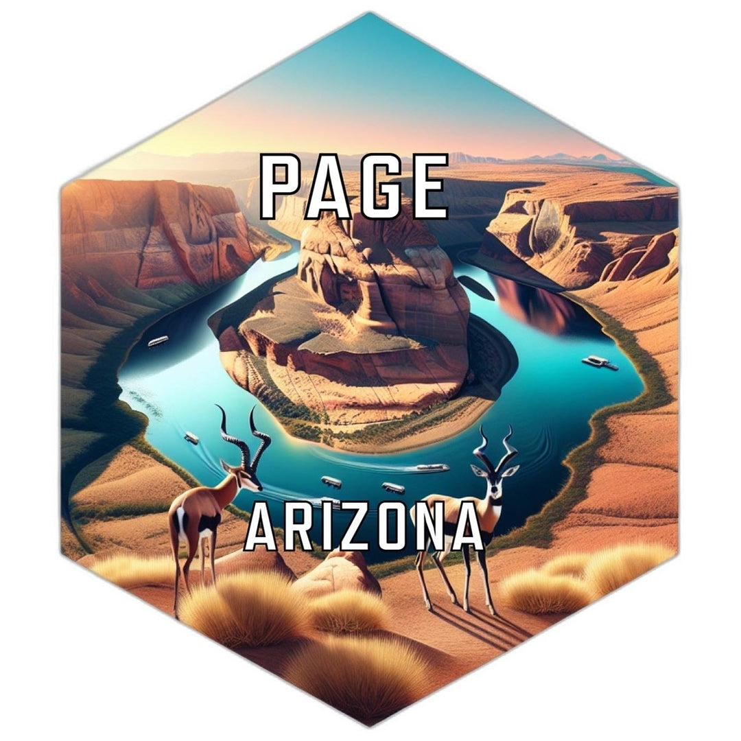 Page Arizona Souvenir Travel Destination Die Cut Hexagon Fridge Magnet Image 1