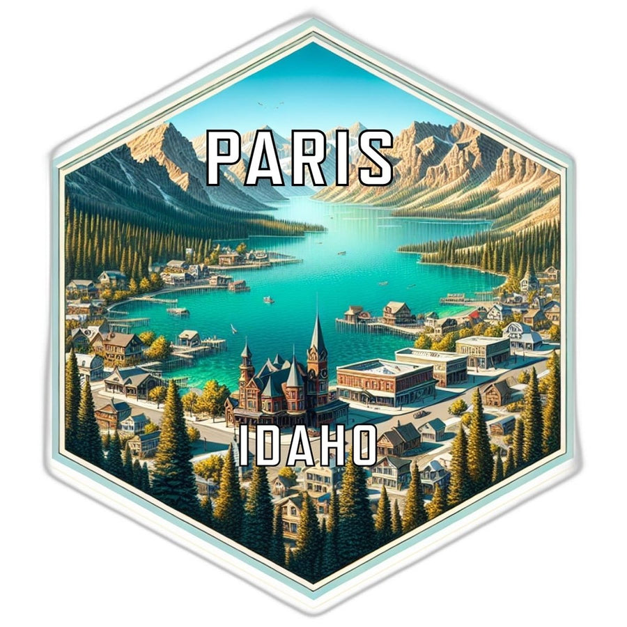 Paris Idaho Souvenir Travel Destination Die Cut Hexagon Fridge Magnet Image 1