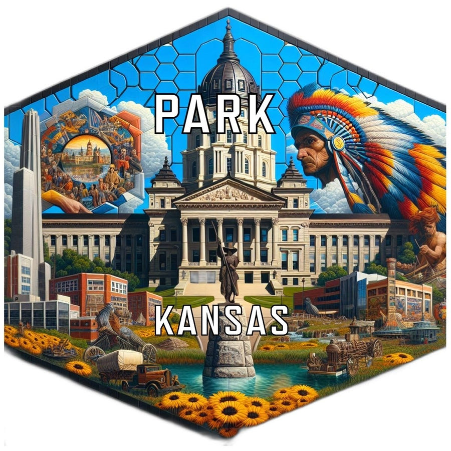 Park Kansas Souvenir Travel Destination Die Cut Hexagon Fridge Magnet Image 1