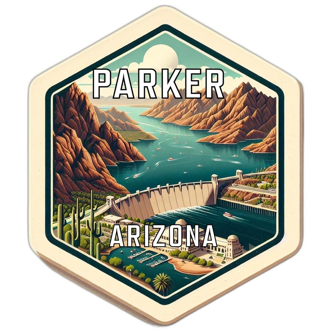 Parker Arizona Souvenir Travel Destination Die Cut Hexagon Fridge Magnet Image 1