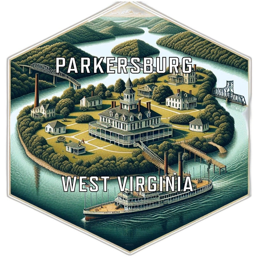 Parkersburg West Virginia Souvenir Travel Destination Die Cut Hexagon Fridge Magnet Image 1