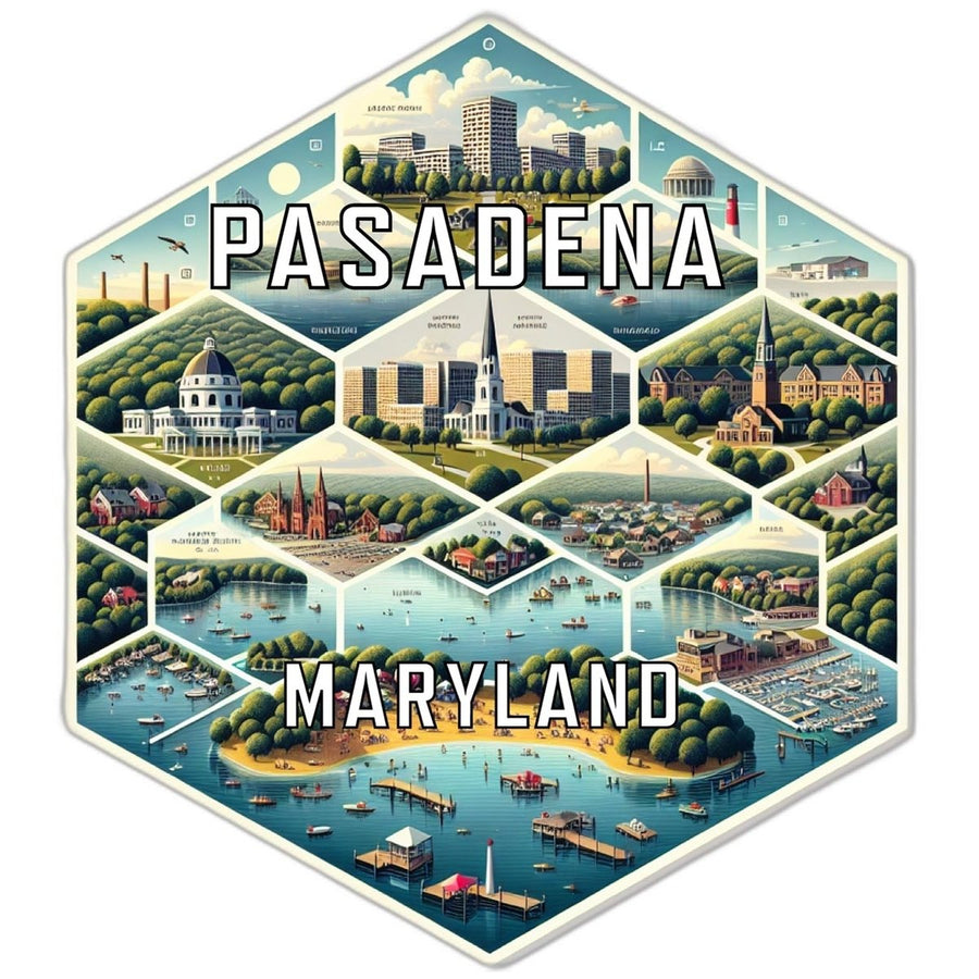 Pasadena Maryland Souvenir Travel Destination Die Cut Hexagon Fridge Magnet Image 1