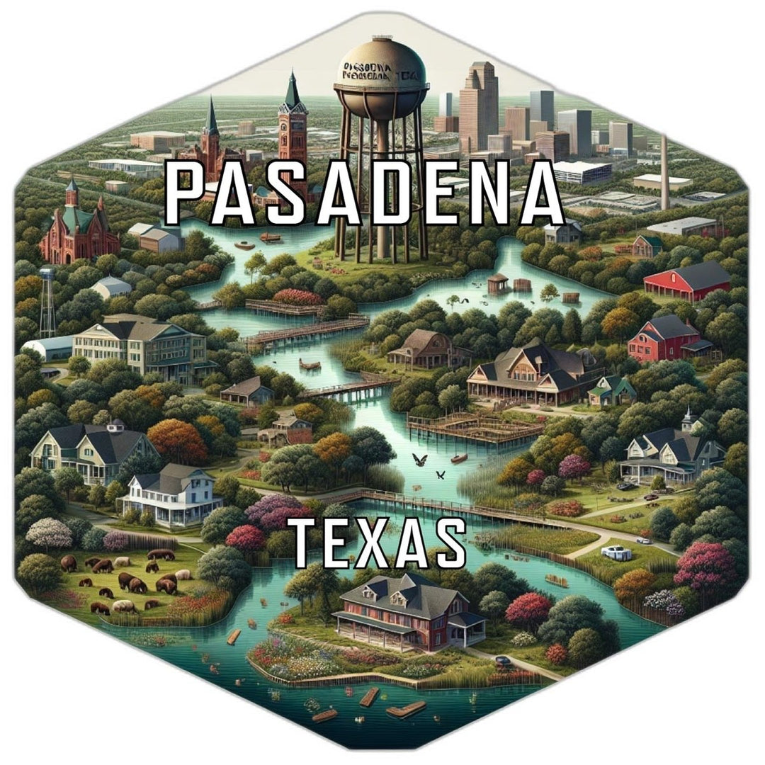 Pasadena Texas Souvenir Travel Destination Die Cut Hexagon Fridge Magnet Image 1